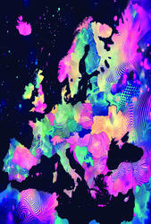 Borders dissolve into flowing patterns and bold color, inviting us to see geography as a living, breathing tapestry of cultures. Price: 200,- DKK Poster in 50x70 cm (including exhibiting frame)