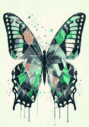 Butterfly adorned with geometrical and intricate patterns Price: 200,- DKK (50x70 cm poster, including exhibiting frame)