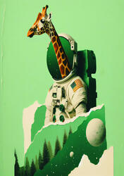 A bold visual metaphor for evolution, identity, and the meeting of earthbound life and outer space. Price: 200,- DKK (50x70 cm poster, including exhibiting frame)