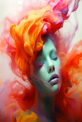 This artwork evokes transformation, emotion, and quiet strength through its fluid movement and luminous color palette. Price: 200,- DKK Poster in 50x70cm (including exhibiting frame)